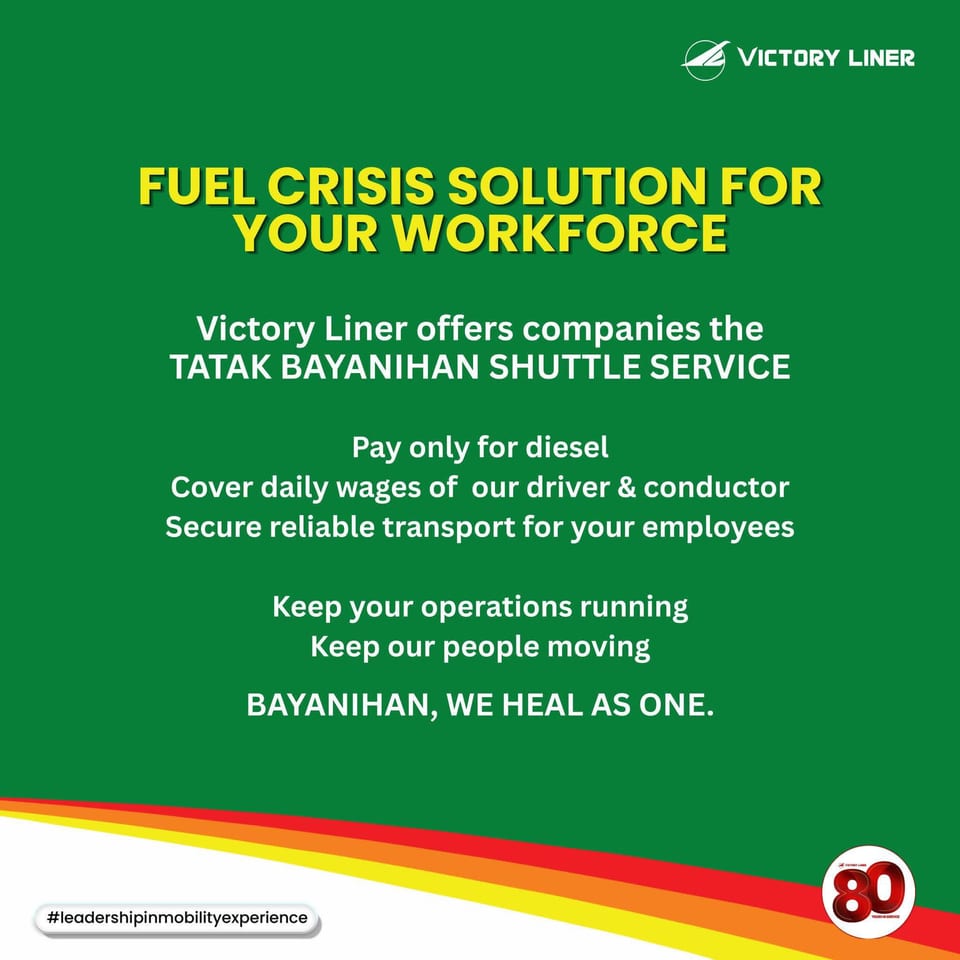 Victory LIner Bayanihan Shuttle Service announcement